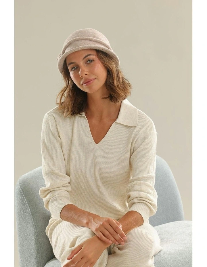 Joy Woolen Pull On Hat in Sand image 3