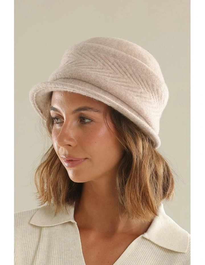 Sadie Woollen Pull On Hat in Sand image 2