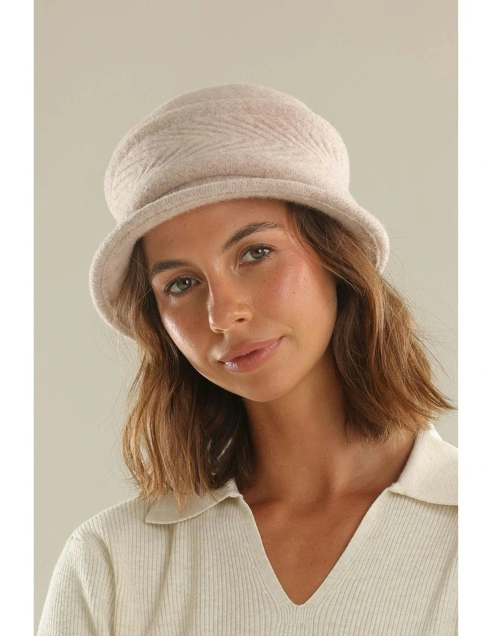 Sadie Woollen Pull On Hat in Sand image 3