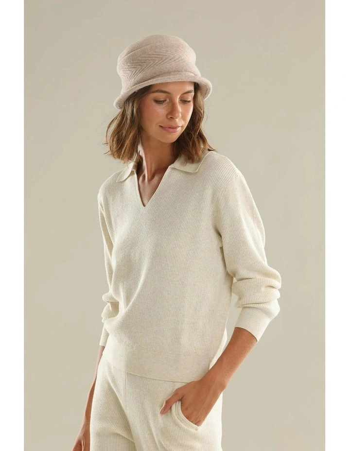 Sadie Woollen Pull On Hat in Sand image 5