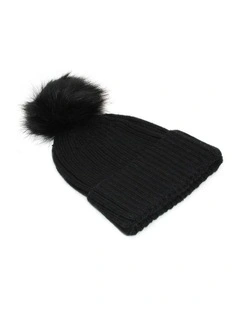 Valentine Wool Blend Beanie in Black