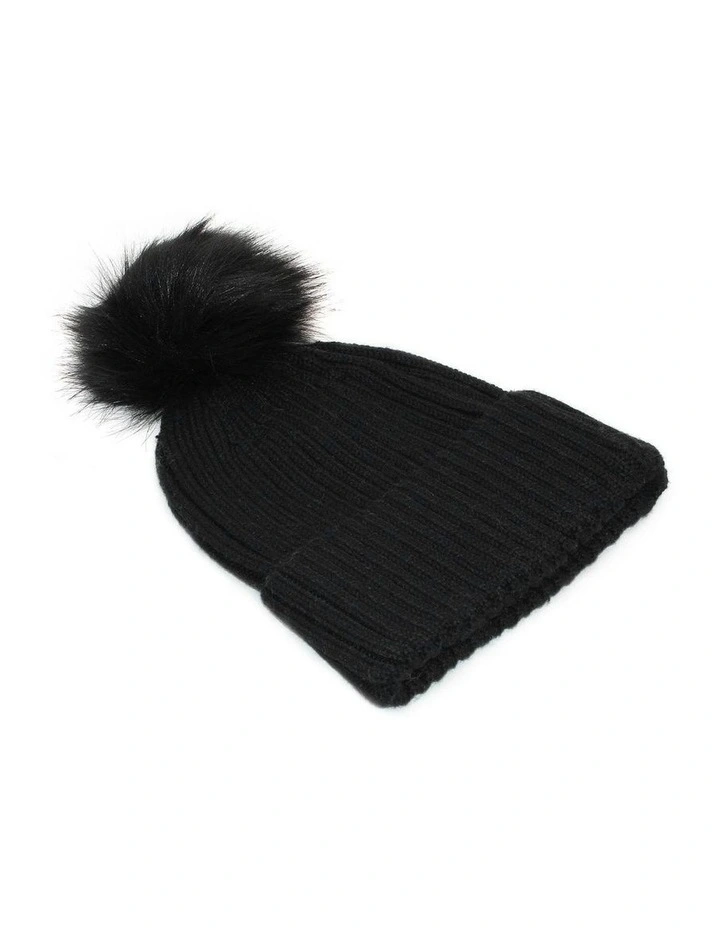 Valentine Wool Blend Beanie in Black image 1