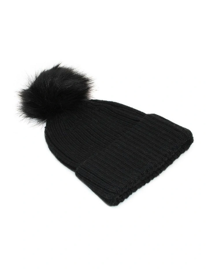Valentine Wool Blend Beanie in Black image 3