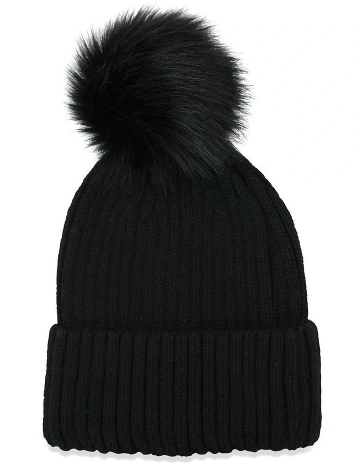 Valentine Wool Blend Beanie in Black image 3