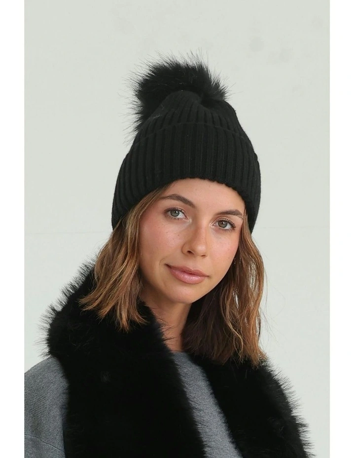 Valentine Wool Blend Beanie in Black image 4