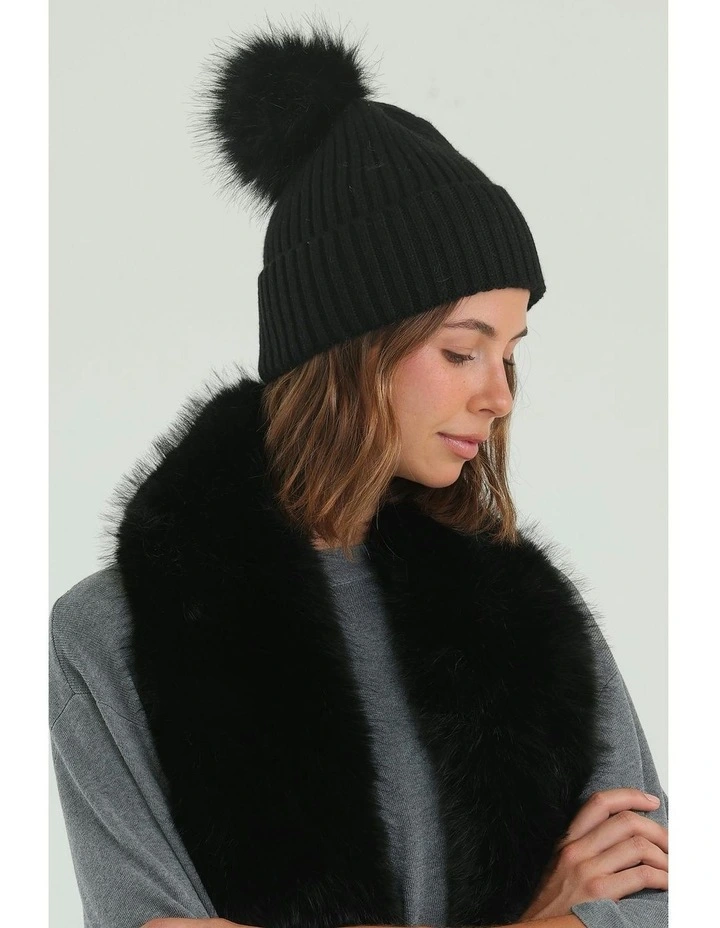 Valentine Wool Blend Beanie in Black image 5