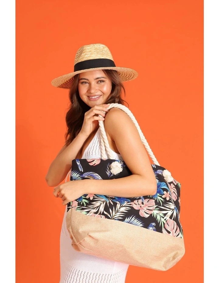 Mikonos Beach Bag in Black Floral image 2