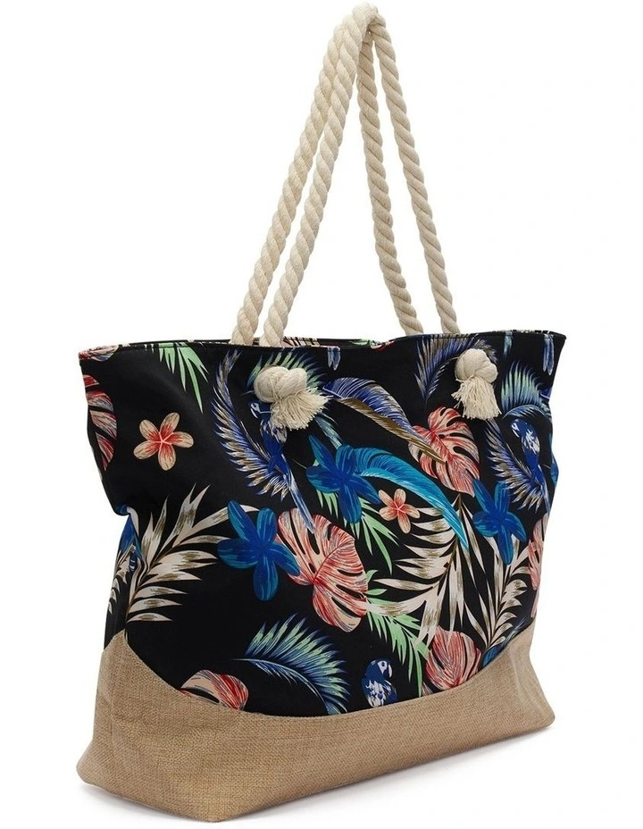Mikonos Beach Bag in Black Floral image 3