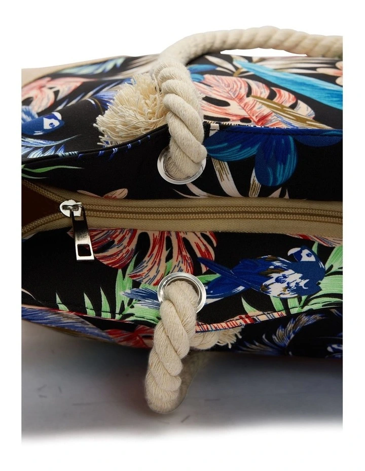 Mikonos Beach Bag in Black Floral image 4