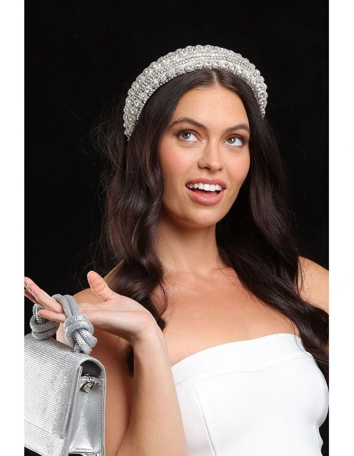 Avah Headband in White/Silver image 2