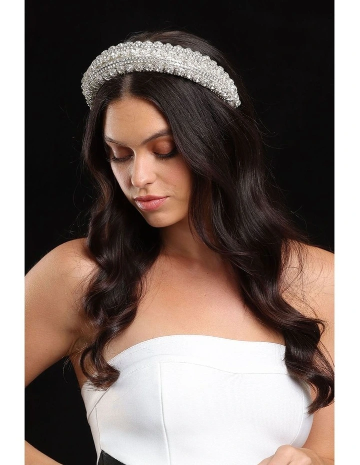 Avah Headband in White/Silver image 3