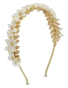 Fleur Headband in Gold/Pearl