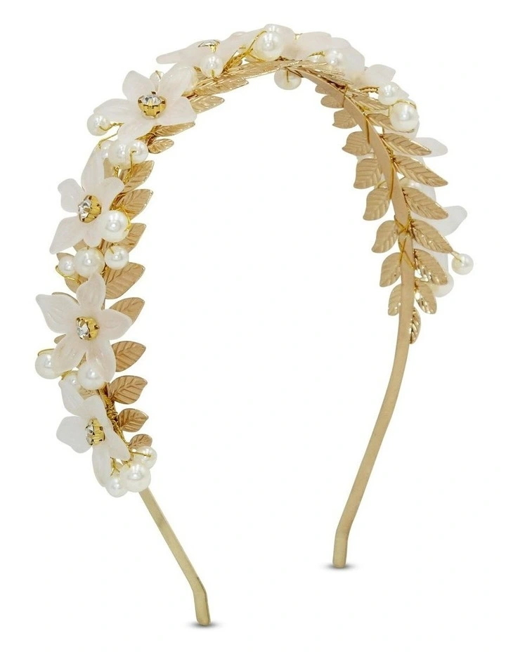 Fleur Headband in Gold/Pearl image 2
