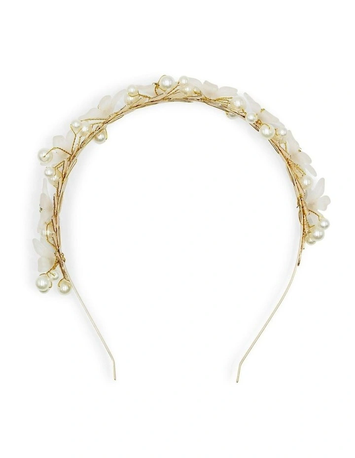 Fleur Headband in Gold/Pearl image 4