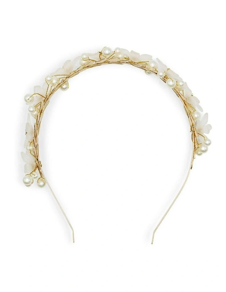 Fleur Headband in Gold/Pearl image 4