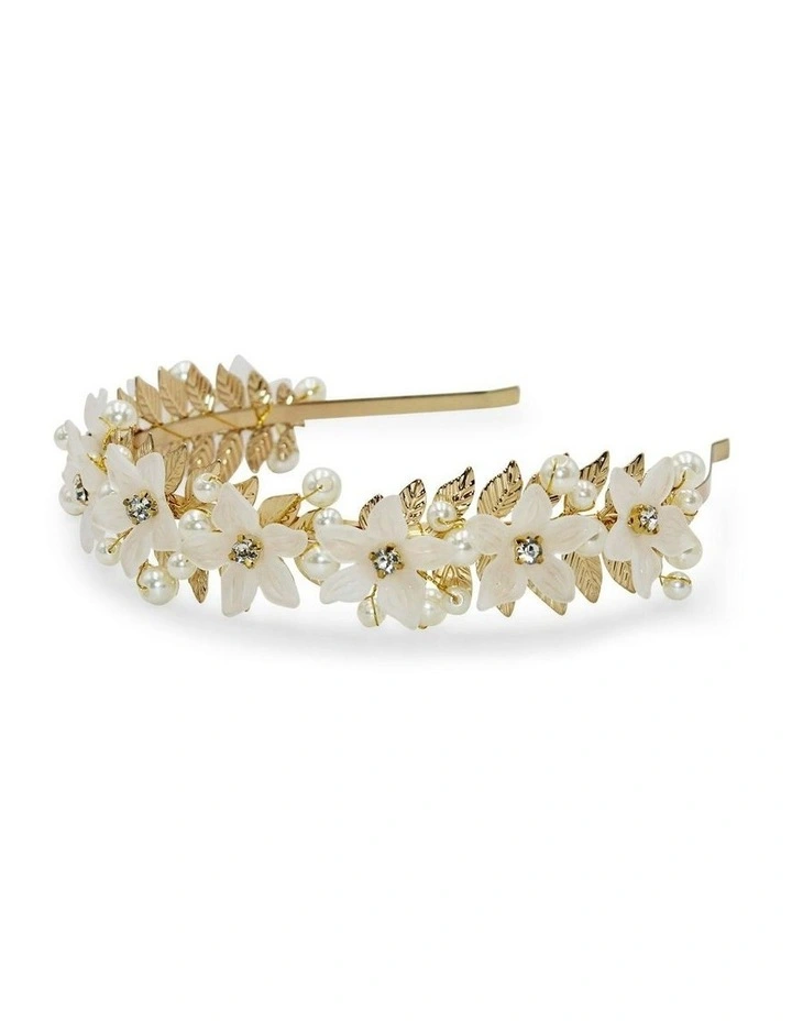 Fleur Headband in Gold/Pearl image 6