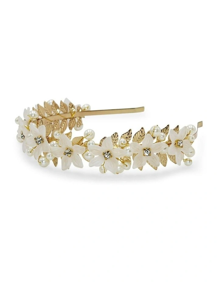 Fleur Headband in Gold/Pearl image 6