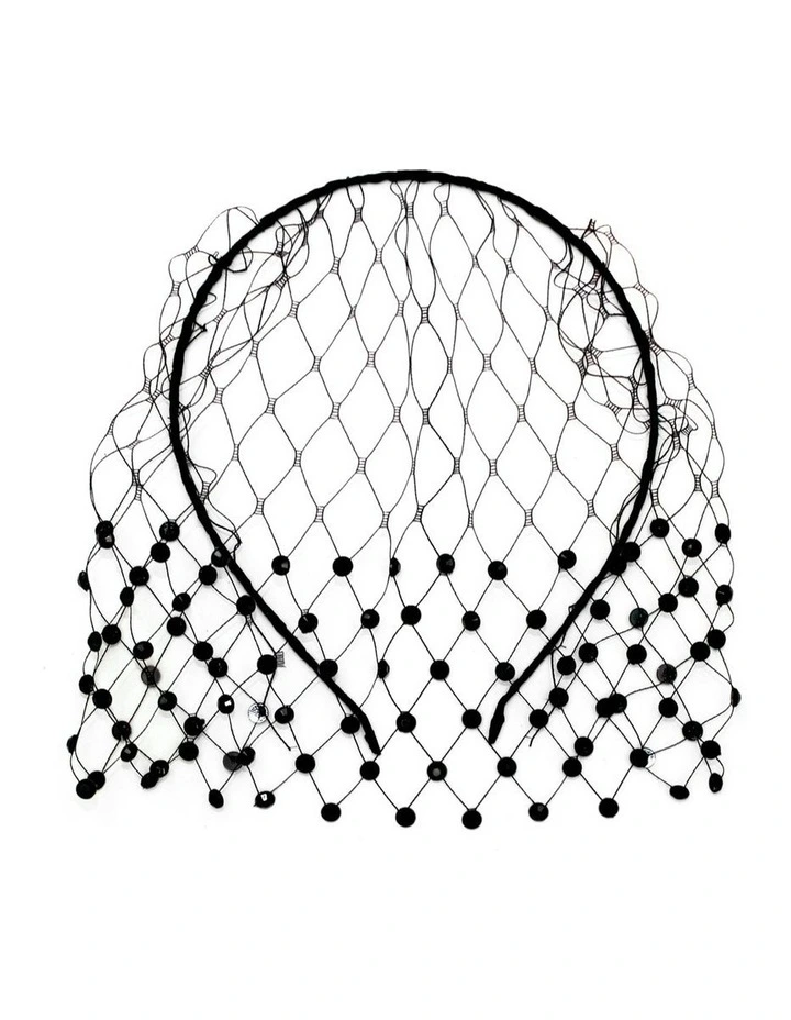 Reva Veil Headpiece in Black image 1