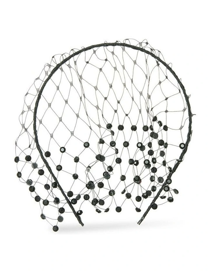 Reva Veil Headpiece in Black image 1