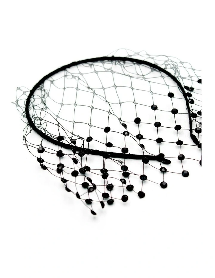 Reva Veil Headpiece in Black image 2