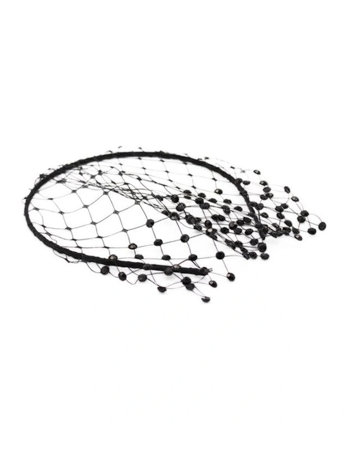 Reva Veil Headpiece in Black image 2