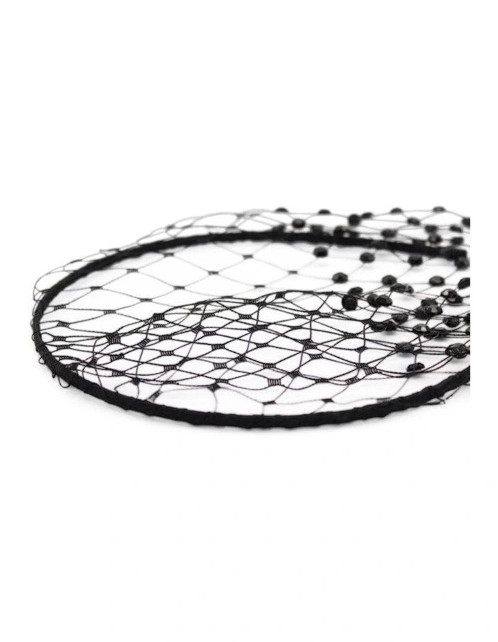 Reva Veil Headpiece in Black image 3