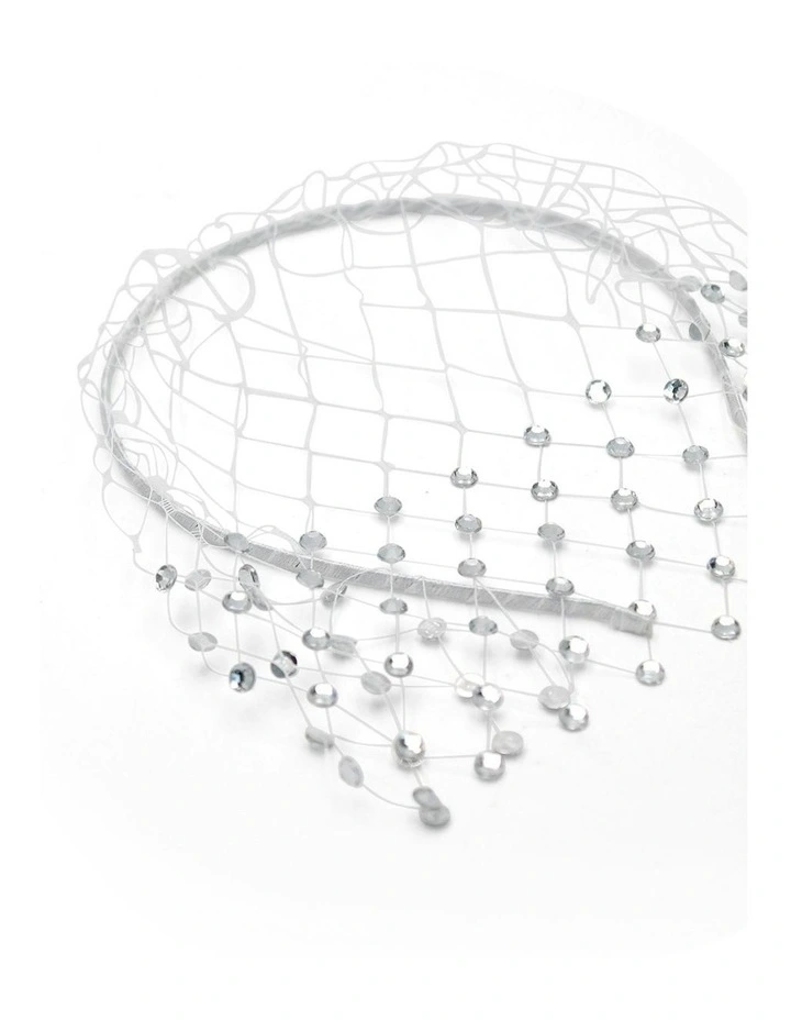 Reva Veil Headpiece in White image 2