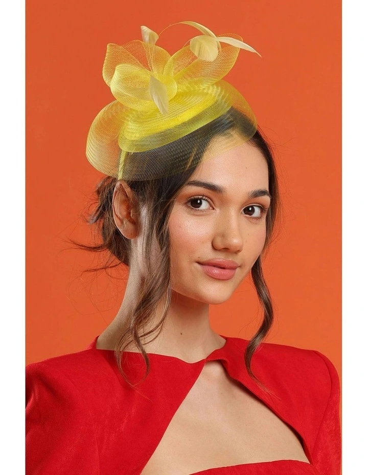 Elisa Fascinator in Yellow image 2