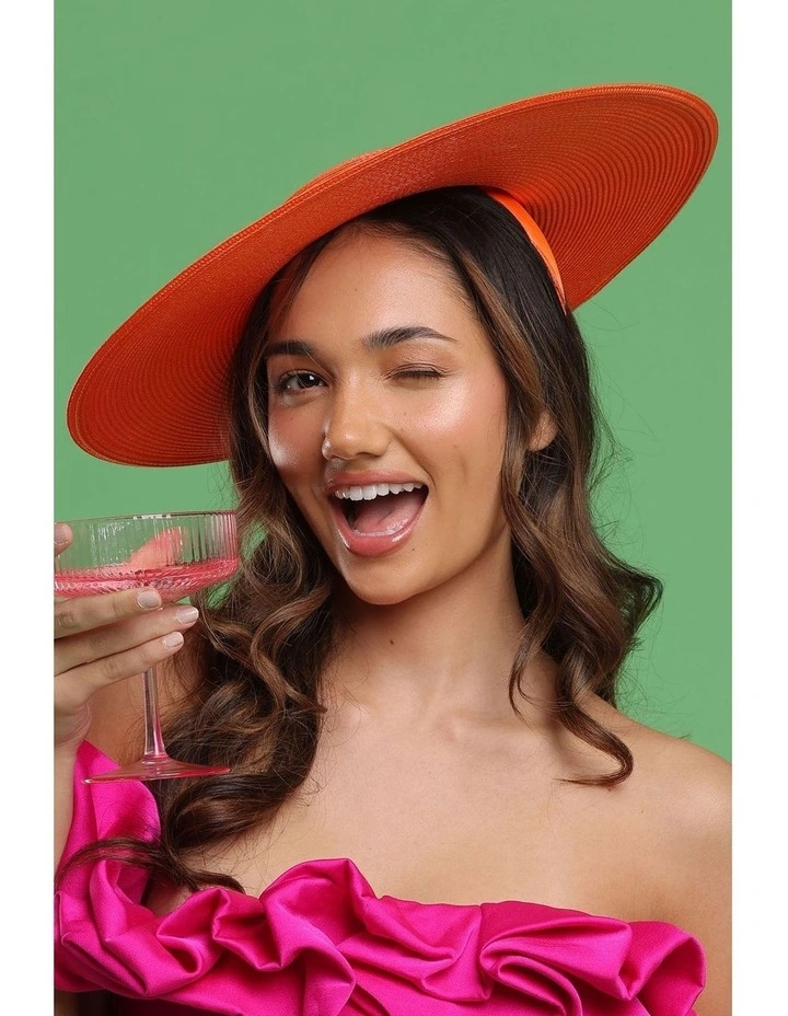Mona Plate Hat in Orange image 2