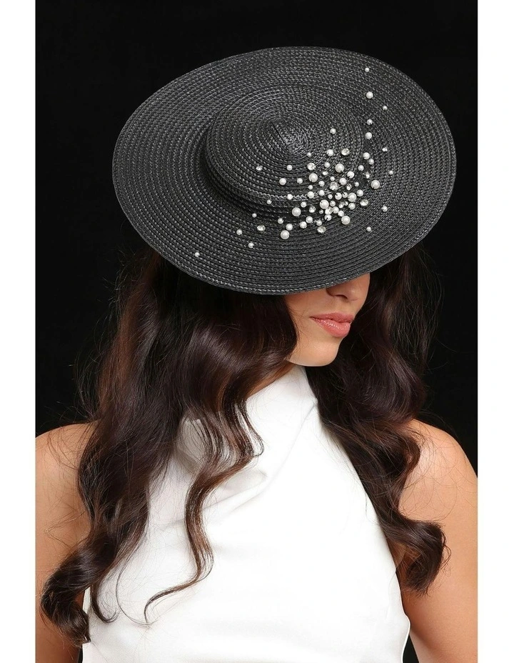 Celia Plate Hat in Black image 2