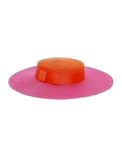 Domino Boater in Pink/Orange