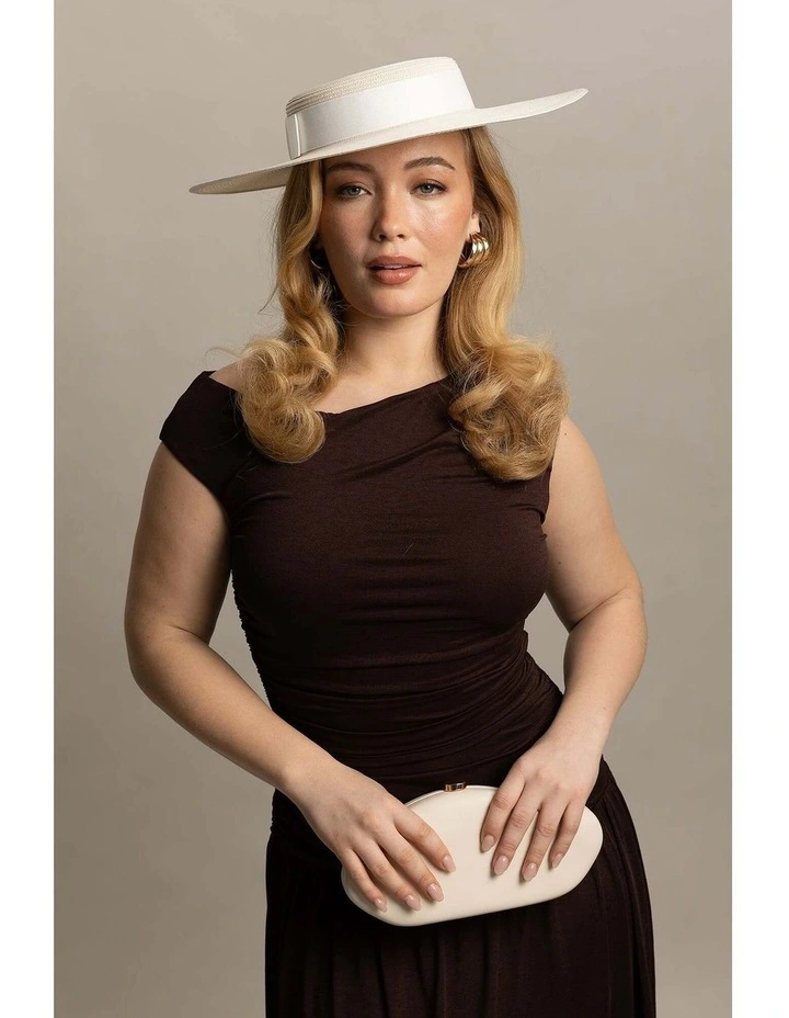 Macy Boater in Cream image 2