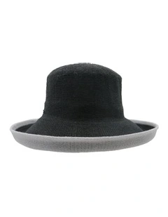 Belle Breton Hat in Charcoal/White