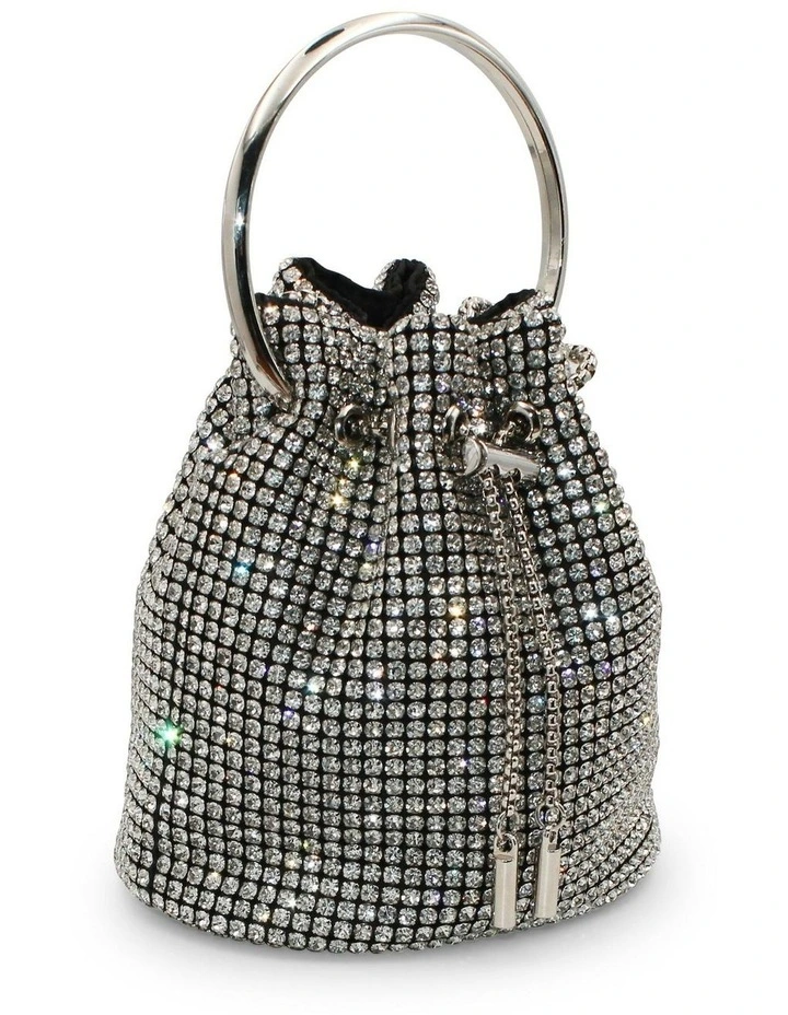 Aarya Top Handle Bucket Bag in Silver image 1