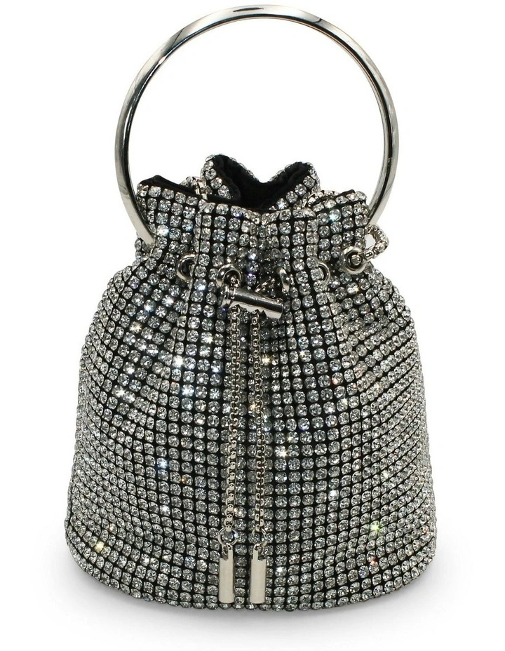 Aarya Top Handle Bucket Bag in Silver image 4