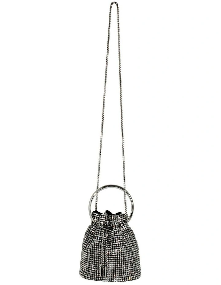 Aarya Top Handle Bucket Bag in Silver image 5