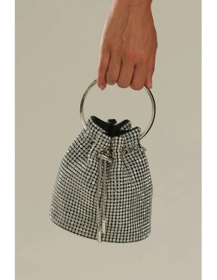 Aarya Top Handle Bucket Bag in Silver image 7