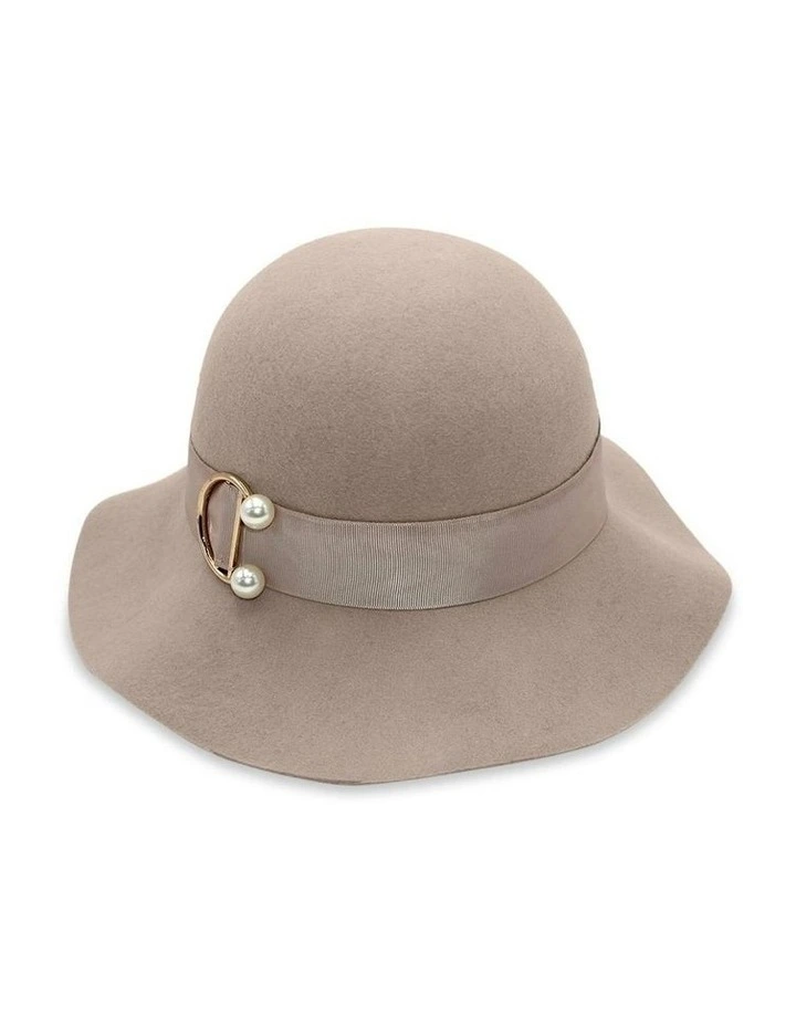 Saige Small Wool Floppy in Beige image 1