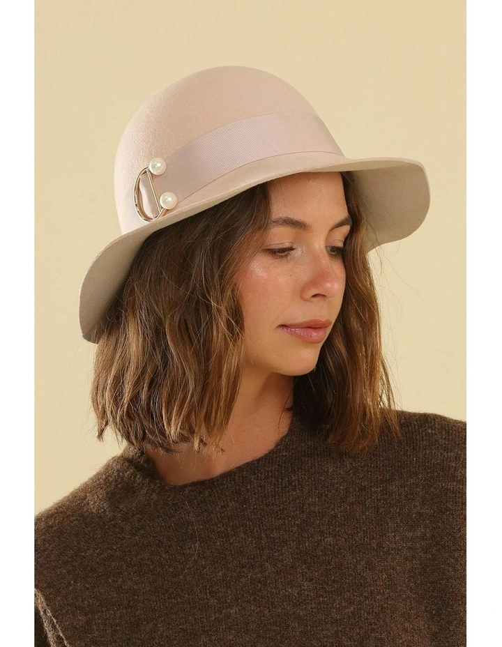 Saige Small Wool Floppy in Beige image 2