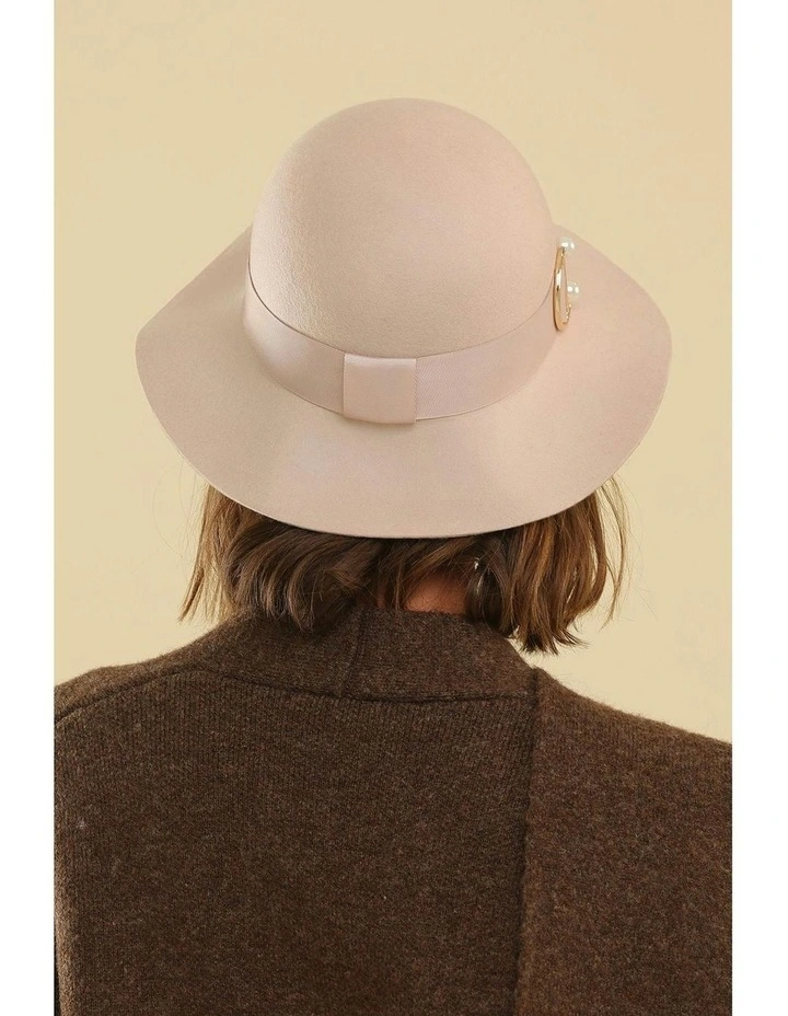 Saige Small Wool Floppy in Beige image 4