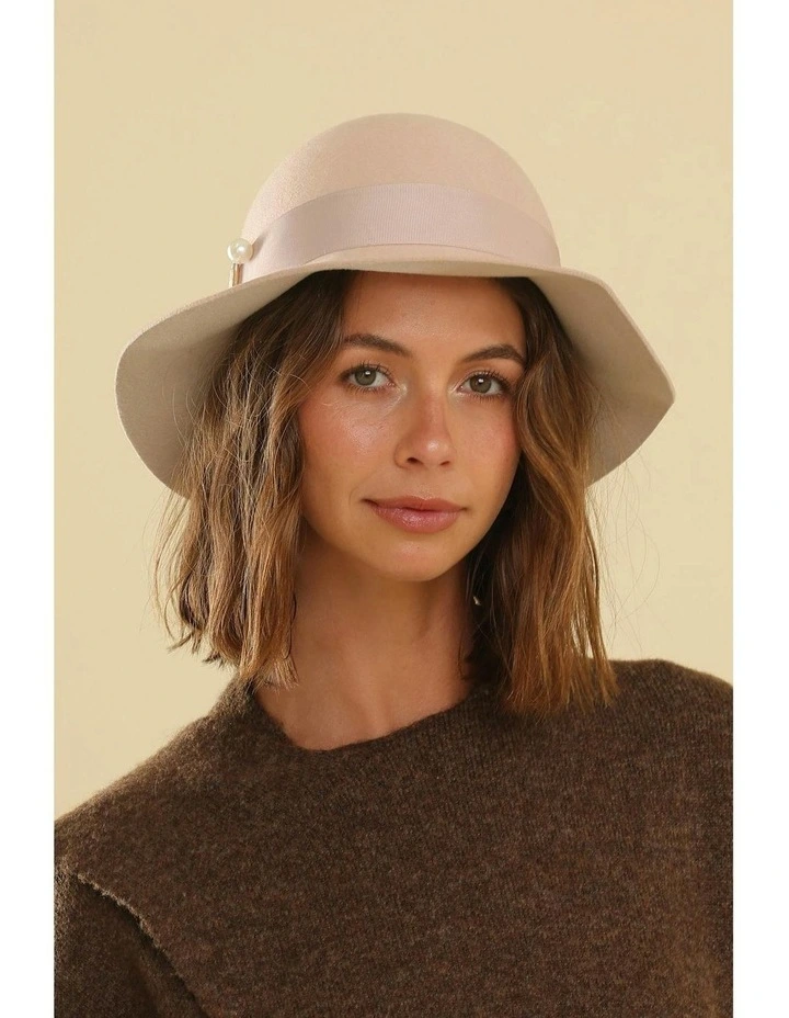 Saige Small Wool Floppy in Beige image 6