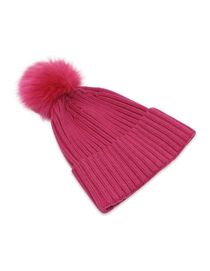 Valentine Wool Blend Beanie in Hot Pink image 2