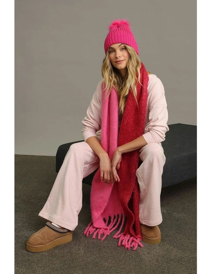 Valentine Wool Blend Beanie in Hot Pink image 3