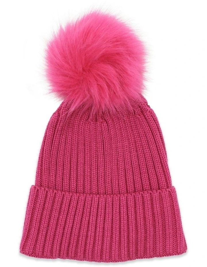 Valentine Wool Blend Beanie in Hot Pink image 4