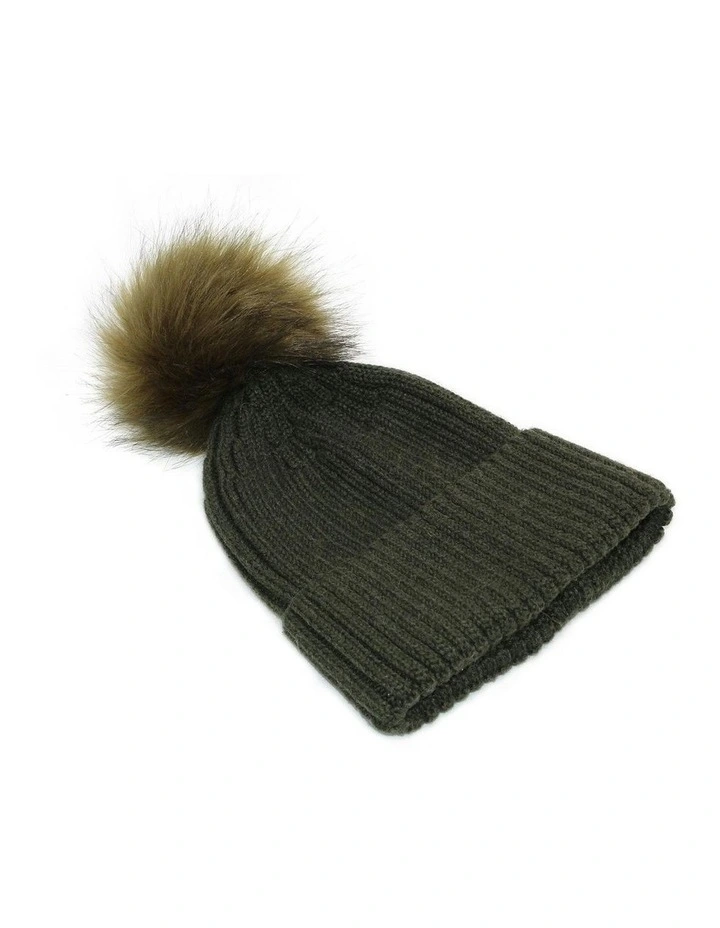 Valentine Wool Blend Beanie in Khaki Green image 1