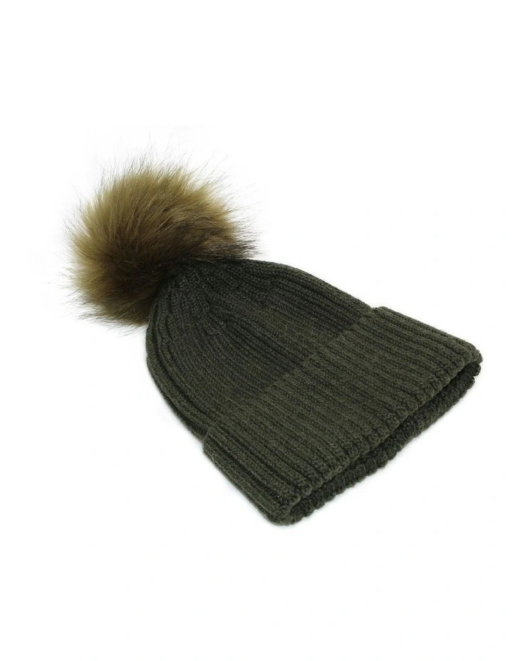 Valentine Wool Blend Beanie in Khaki Green image 2