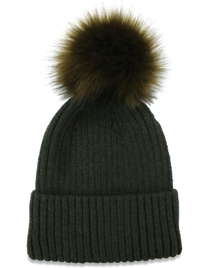 Valentine Wool Blend Beanie in Khaki Green image 4