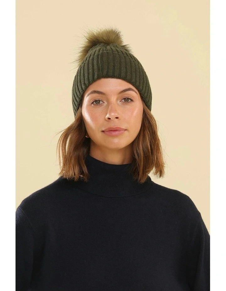 Valentine Wool Blend Beanie in Khaki Green image 5
