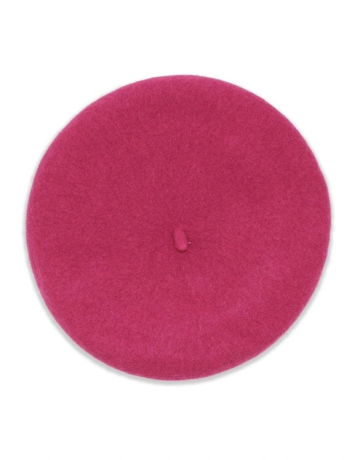 Lisa Wool Blend Beret in Hot Pink image 1