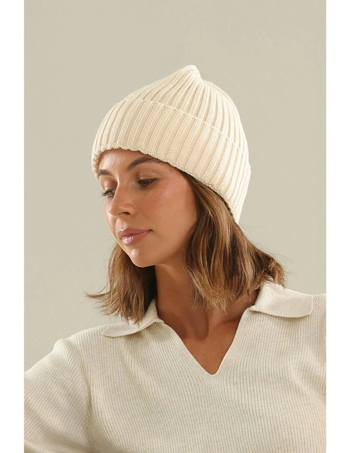 Mia Wool Blend Beanie in Bisque image 2